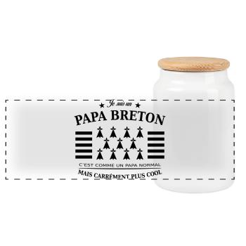 papa breton - Boîte à biscuits avec couvercle en bois - blanc - Devant