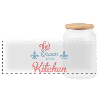 Funny gifts for women - Panoramic Cookie Jar with Wooden Lid - white - Front