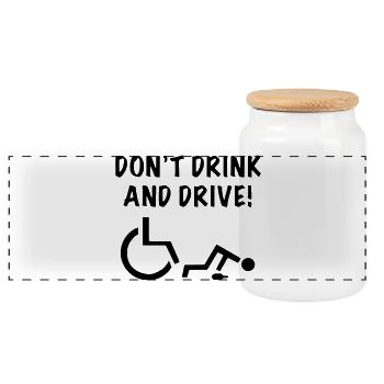 Don't drink when you start rolling with your wheelchair # - Panoramic Cookie Jar with Wooden Lid - white - Front