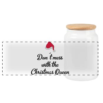 Noël - Boîte à biscuits avec couvercle en bois - blanc - Devant