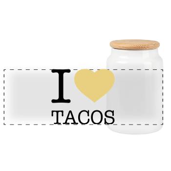I LOVE TACOS - Panoramic Cookie Jar with Wooden Lid - white - Front