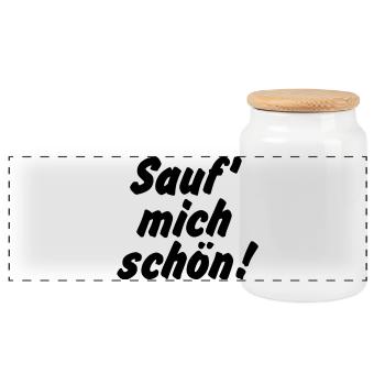 Sauf mich schön - Panorama Keksdose mit Holzdeckel - Weiß - Vorne