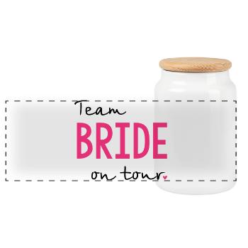 Team Bride on Tour Hen Party - Panoramic Cookie Jar with Wooden Lid - white - Front