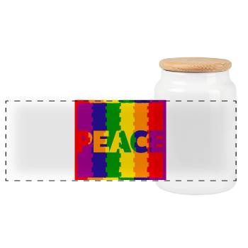 Peace - Panoramic Cookie Jar with Wooden Lid - white - Front