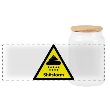 achtung shitstorm / flamewaer [2 color] - Panorama Keksdose mit Holzdeckel - Weiß - Vorne