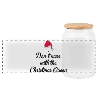 Noël reine - Boîte à biscuits avec couvercle en bois - blanc - Devant