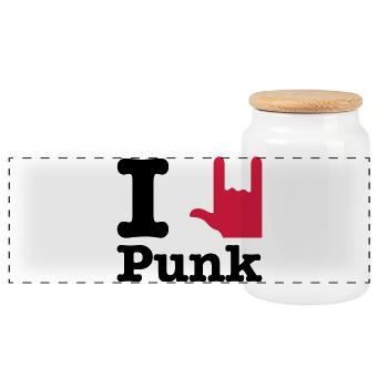 j'aime le punk - J'aime le punk - Boîte à biscuits avec couvercle en bois - blanc - Devant
