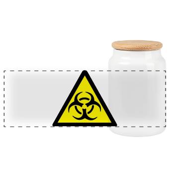 Warning Biohazard - Panoramic Cookie Jar with Wooden Lid - white - Front