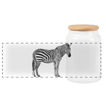 Zebra - Panoramic Cookie Jar with Wooden Lid - white - Front