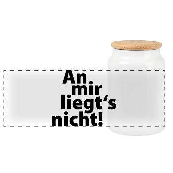 an mir liegts nicht - Panorama Keksdose mit Holzdeckel - Weiß - Vorne