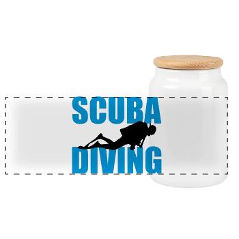 Scuba Diving - Panoramic Cookie Jar with Wooden Lid - white - Front