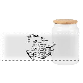 binary code - Panoramic Cookie Jar with Wooden Lid - white - Front