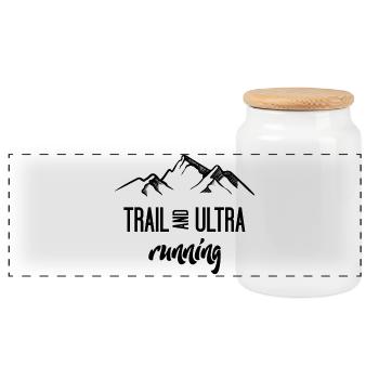 Trail Running and Ultra Running - Panoramic Cookie Jar with Wooden Lid - white - Front