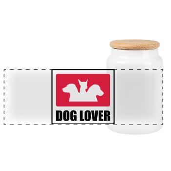 Dog Lover - Panorama Keksdose mit Holzdeckel - Weiß - Vorne