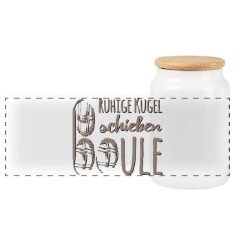 Play boules Quiet ball push PETANQUE - Panoramic Cookie Jar with Wooden Lid - white - Front