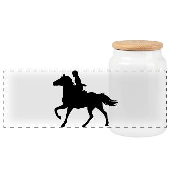 Horses, horse, riding,pony, cowboy, trot, Gallop - Panoramic Cookie Jar with Wooden Lid - white - Front