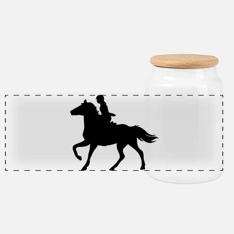 Mädchen mit Pferd - Panorama Keksdose mit Holzdeckel - Weiß