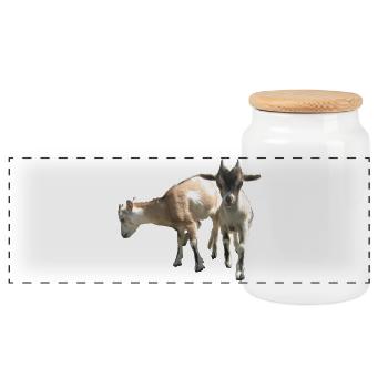 two little goats - Panoramic Cookie Jar with Wooden Lid - white - Front