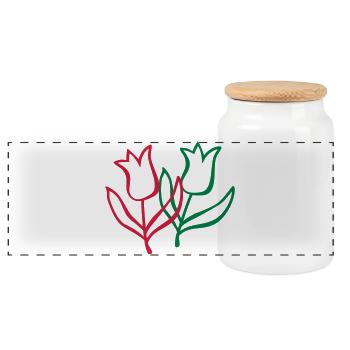 tulip - Panoramic Cookie Jar with Wooden Lid - white - Front