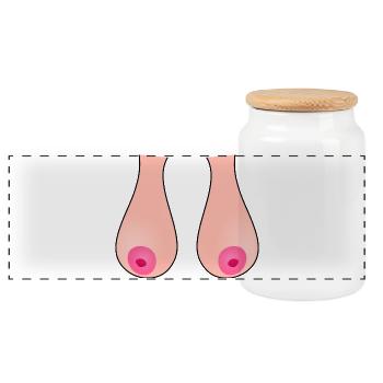 Hanging tits, breasts, sagging, hangers, breasts - Panoramic Cookie Jar with Wooden Lid - white - Front