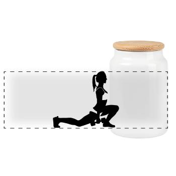 fitness - Boîte à biscuits avec couvercle en bois - blanc - Devant