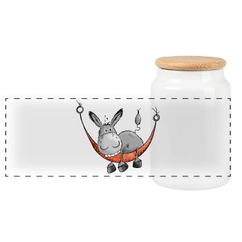 Relaxing Donkey - Comic - Cartoon - Boîte à biscuits avec couvercle en bois - blanc - Devant
