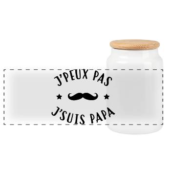 Papa - Fête des Pères - Anniversaire - Bébé - Panoramic Cookie Jar with Wooden Lid - white - Front