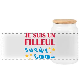 Parrain / Marraine / Filleule / Filleul / Baptême - Boîte à biscuits avec couvercle en bois - blanc - Devant