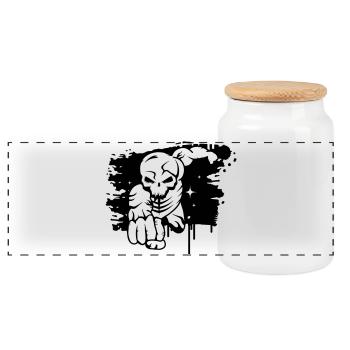 A dead superhero graffiti - Panoramic Cookie Jar with Wooden Lid - white - Front