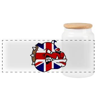 British Bulldog Union Jack - Panoramic Cookie Jar with Wooden Lid - white - Front