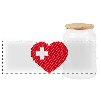 Switzerland - Swiss - Heart - Flag - Coat of arms - Panoramic Cookie Jar with Wooden Lid - white - Front