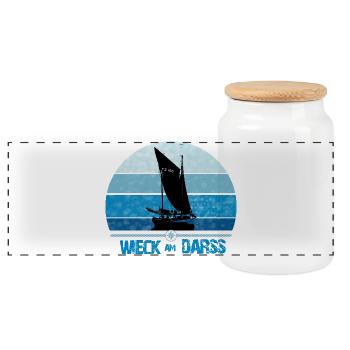 Wieck am Darss avec Zeesboot - Boîte à biscuits avec couvercle en bois - blanc - Devant