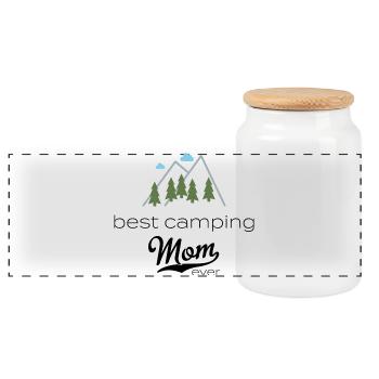camper - Panoramic Cookie Jar with Wooden Lid - white - Front