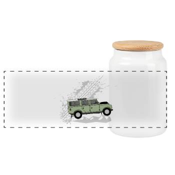 Serie 110 Splash - Panorama Keksdose mit Holzdeckel - Weiß - Vorne