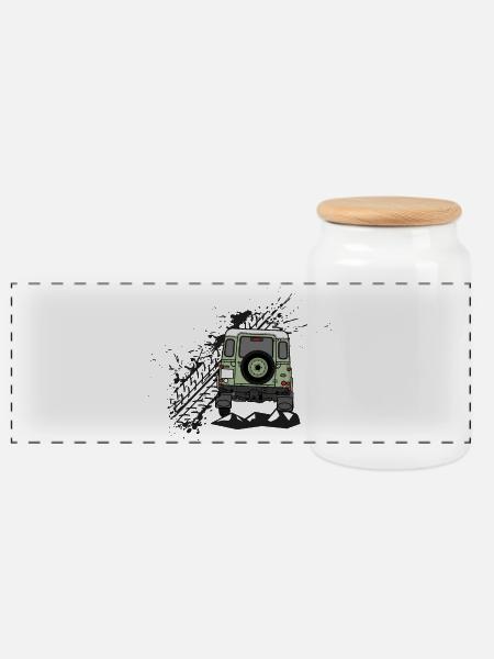 Defender Splash Rear - Panoramic Cookie Jar with Wooden Lid - white