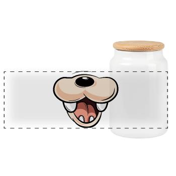 Masque Cartoon Dog Symbol Drôle Comique - Boîte à biscuits avec couvercle en bois - blanc - Devant