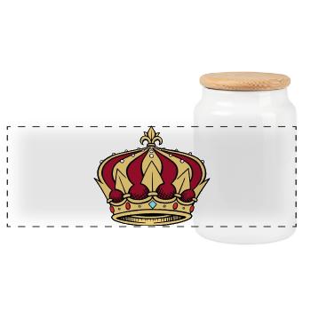 Crown King King Crown Royal Queen Queen - Panoramic Cookie Jar with Wooden Lid - white - Front