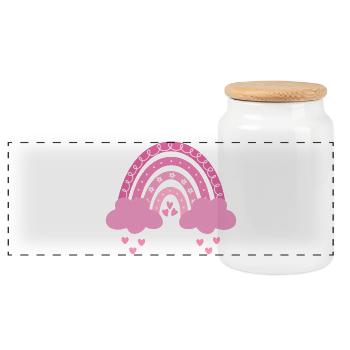 Boho Regenbogen rosa Mädchen Geburt Baby Babyparty - Panorama Keksdose mit Holzdeckel - Weiß - Vorne