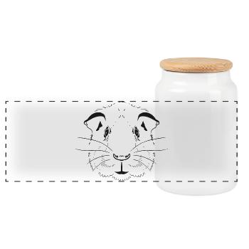 guinea pig - Panoramic Cookie Jar with Wooden Lid - white - Front