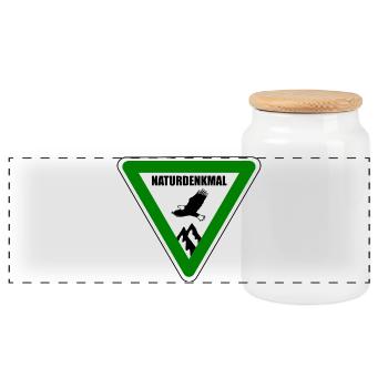 Naturdenkmal, Schild, Natur, Urgestein, Natur - Panorama Keksdose mit Holzdeckel - Weiß - Vorne