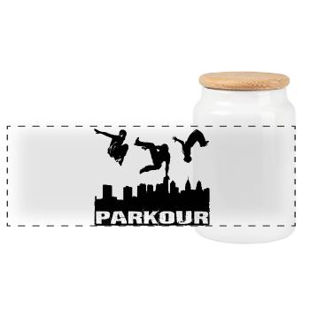 Parkour - Panoramic Cookie Jar with Wooden Lid - white - Front
