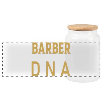 Design ADN Barber dans un style rétro - Boîte à biscuits avec couvercle en bois - blanc - Devant