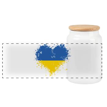 Ukrainisches Herz - Panorama Keksdose mit Holzdeckel - Weiß - Vorne