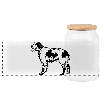 Epagneul Breton - Panoramic Cookie Jar with Wooden Lid - white - Front