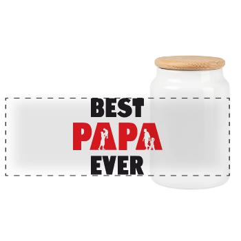 Best Papa Ever - Panoramic Cookie Jar with Wooden Lid - white - Front
