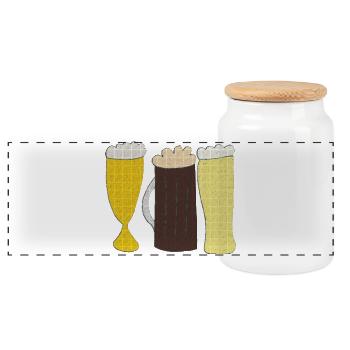 Beers - Panoramic Cookie Jar with Wooden Lid - white - Front
