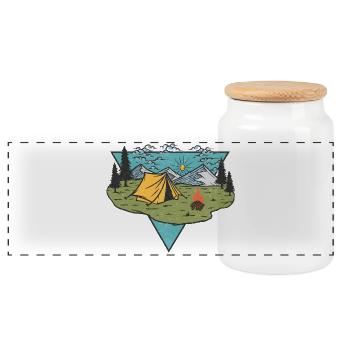 Camp Life - Panoramic Cookie Jar with Wooden Lid - white - Front