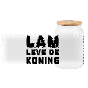 Agneau vit le roi, Jour du Roi # - Boîte à biscuits avec couvercle en bois - blanc - Devant
