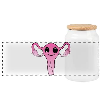 Cuterus Kawaii Uterus - Panoramic Cookie Jar with Wooden Lid - white - Front