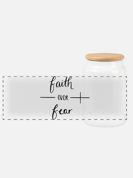 faith over fear - Panoramic Cookie Jar with Wooden Lid - white